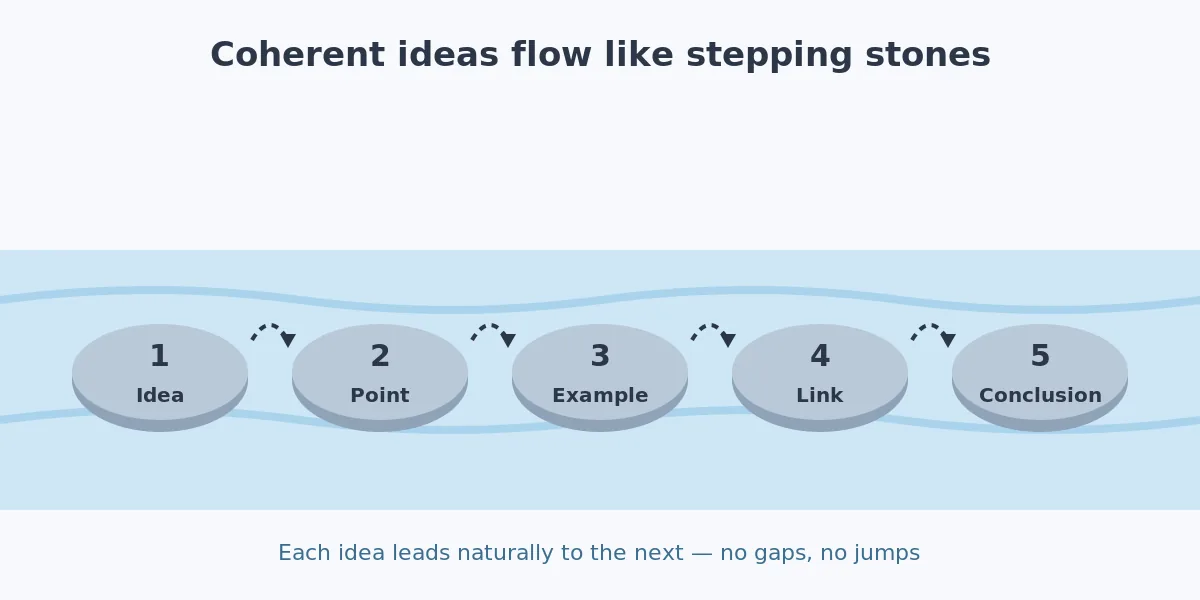 Stepping stones illustration showing logical flow of ideas in communication