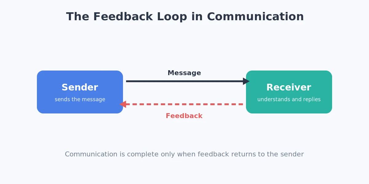 Diagram of the feedback loop in communication between sender and receiver