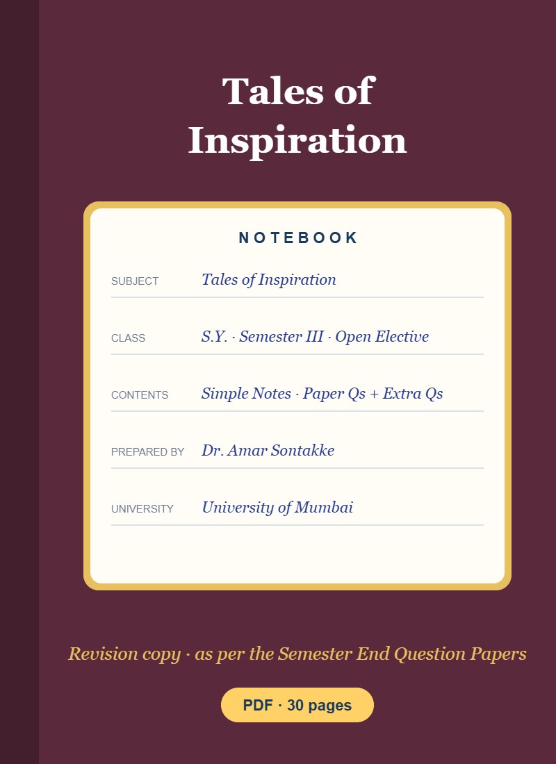Tales of Inspiration Notes PDF by Dr. Amar Sontakke